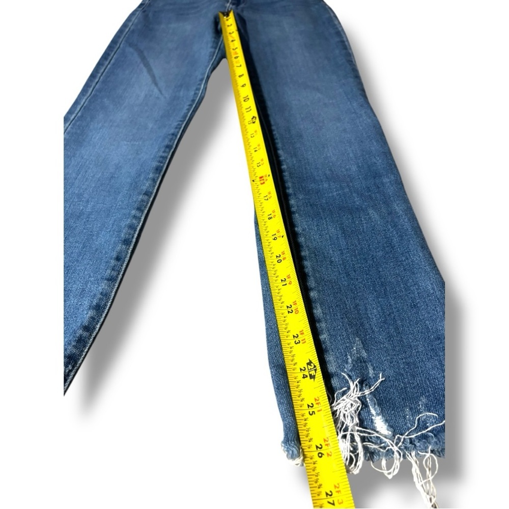 Just Black Women's Straight Leg Distressed Medium Light Blue Classic Denim Jeans - Picture 3 of 13